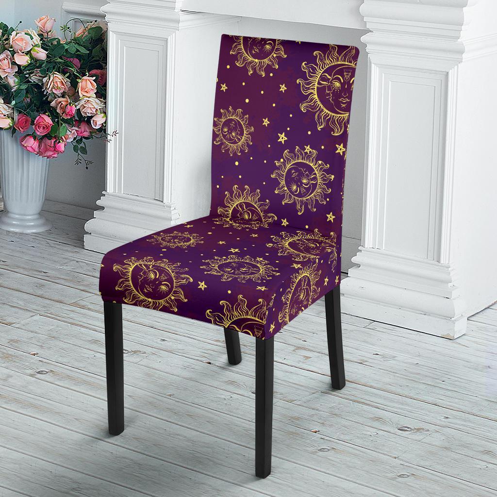 Sun Moon Star Design Themed Print Dining Chair Slipcover-JTAMIGO.COM