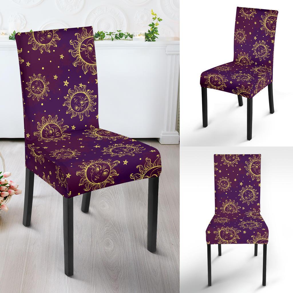 Sun Moon Star Design Themed Print Dining Chair Slipcover-JTAMIGO.COM