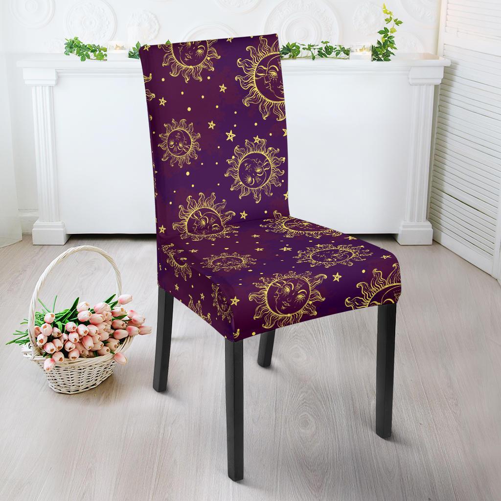 Sun Moon Star Design Themed Print Dining Chair Slipcover-JTAMIGO.COM