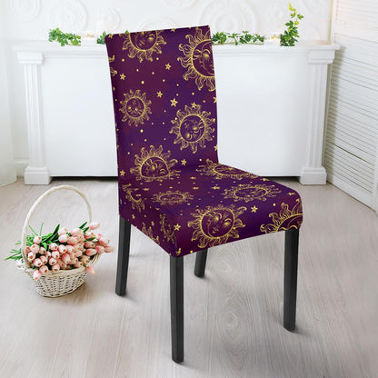Sun Moon Star Design Themed Print Dining Chair Slipcover-JTAMIGO.COM