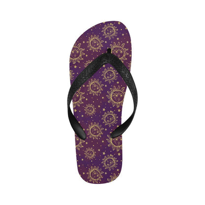 Sun Moon Star Design Themed Print Flip Flops-JTAMIGO.COM