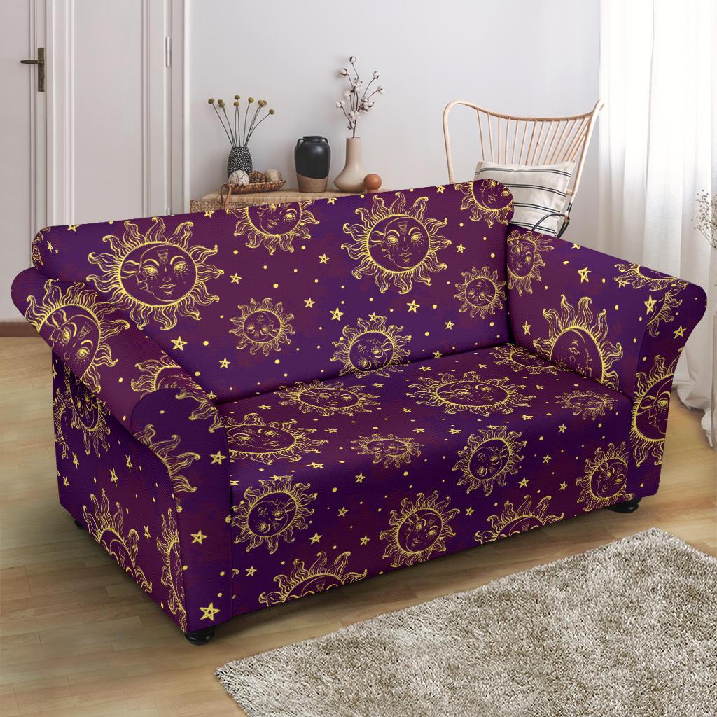 Sun Moon Star Design Themed Print Loveseat Slipcover-JTAMIGO.COM