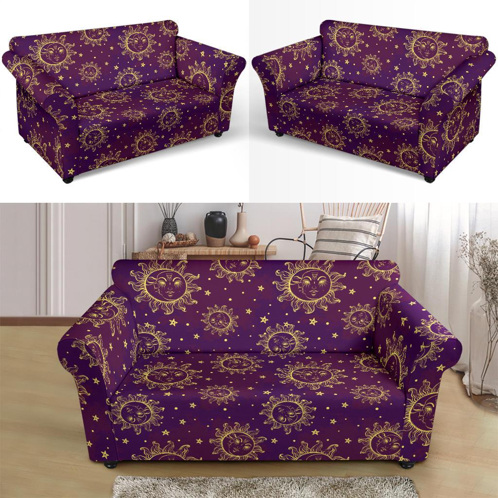 Sun Moon Star Design Themed Print Loveseat Slipcover-JTAMIGO.COM