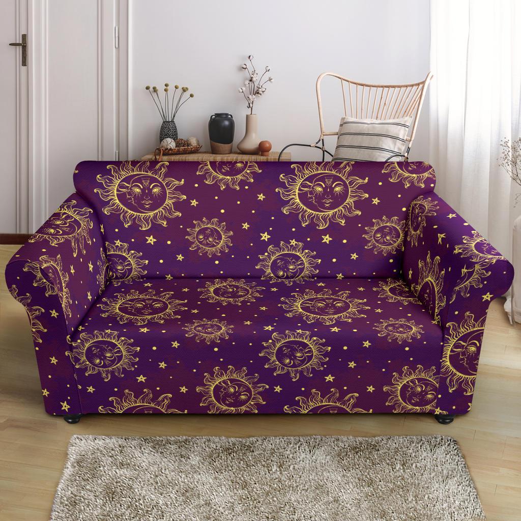 Sun Moon Star Design Themed Print Loveseat Slipcover-JTAMIGO.COM
