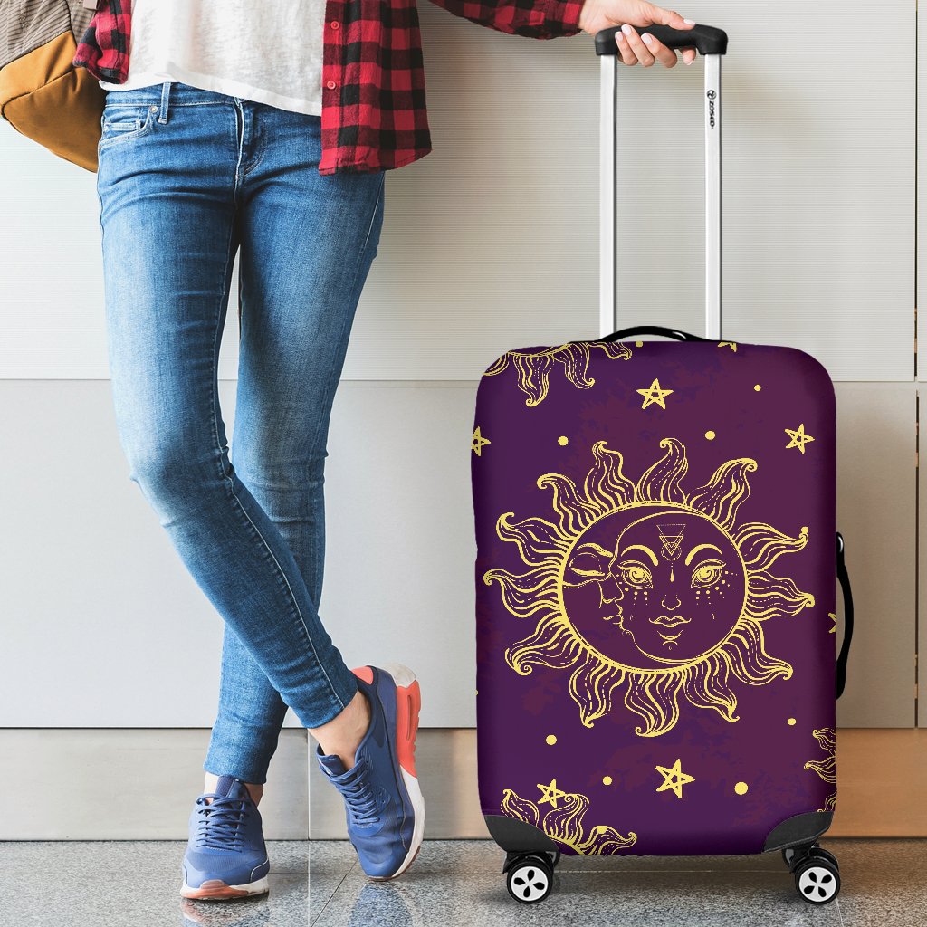Sun Moon Star Design Themed Print Luggage Cover Protector