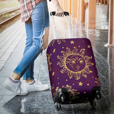 Sun Moon Star Design Themed Print Luggage Cover Protector
