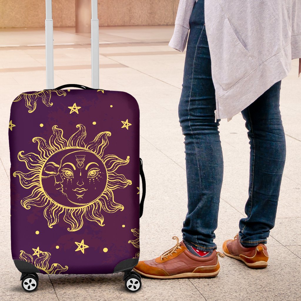 Sun Moon Star Design Themed Print Luggage Cover Protector