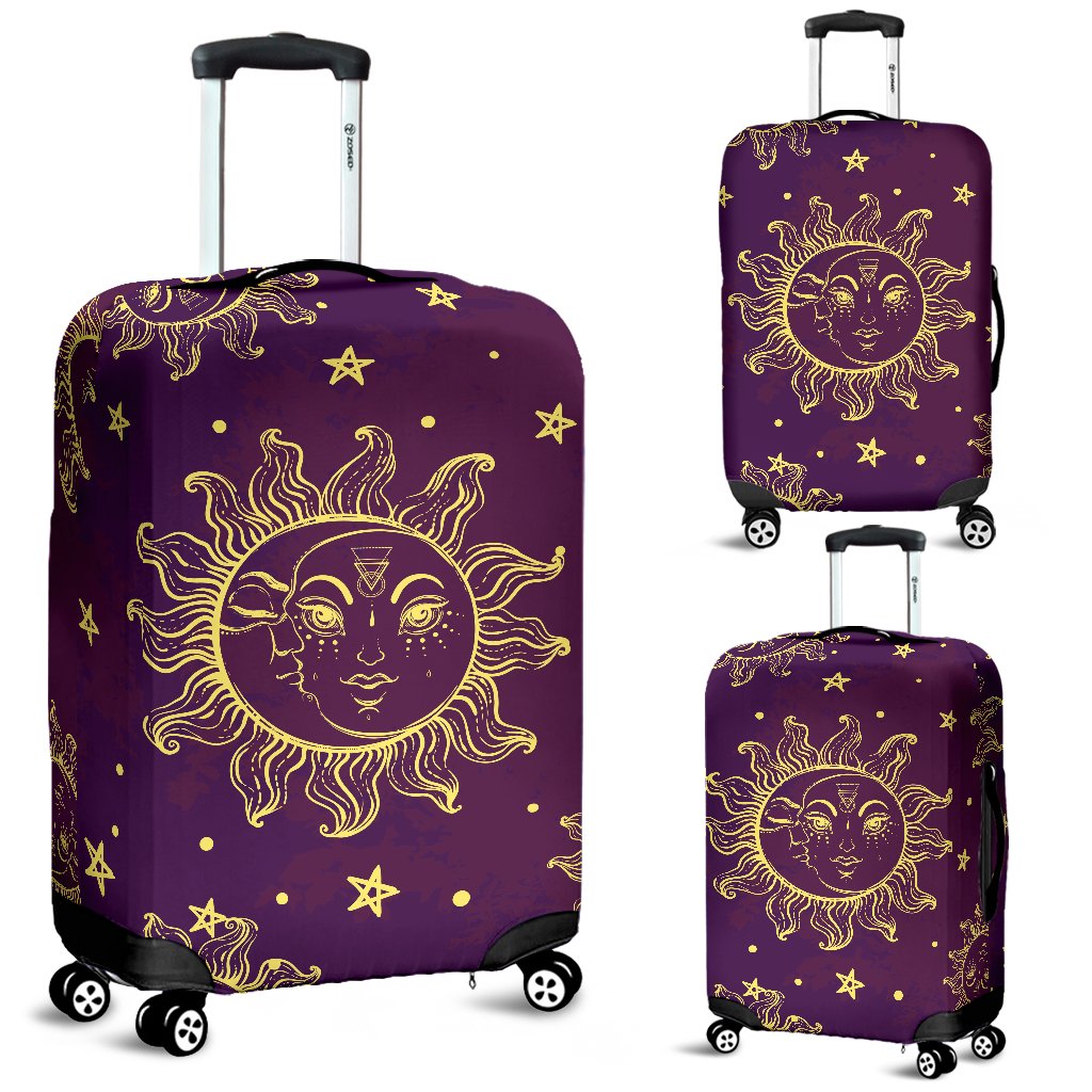 Sun Moon Star Design Themed Print Luggage Cover Protector