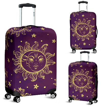 Sun Moon Star Design Themed Print Luggage Cover Protector