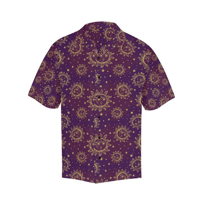 Sun Moon Star Design Themed Print Men Aloha Hawaiian Shirt