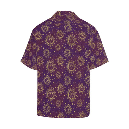 Sun Moon Star Design Themed Print Men Aloha Hawaiian Shirt