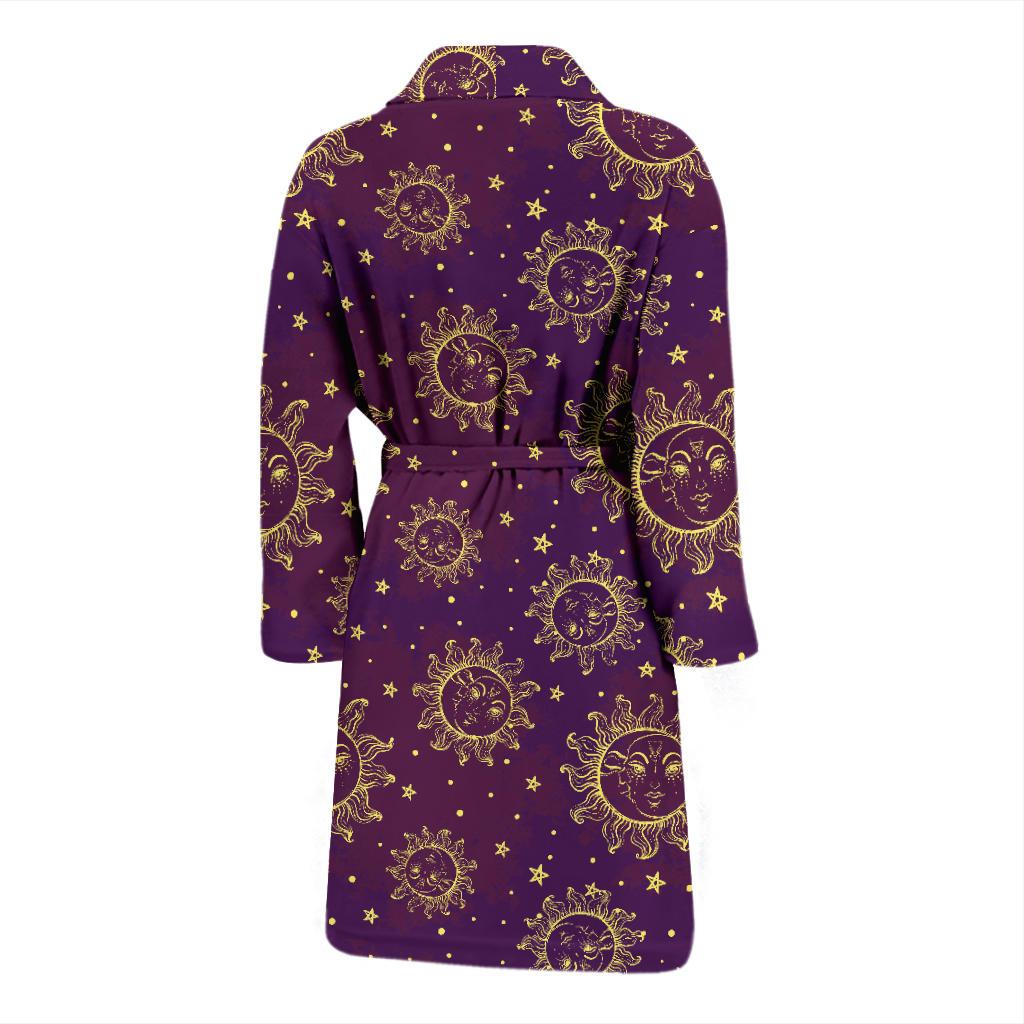Sun Moon Star Design Themed Print Men Bath Robe-JTAMIGO.COM