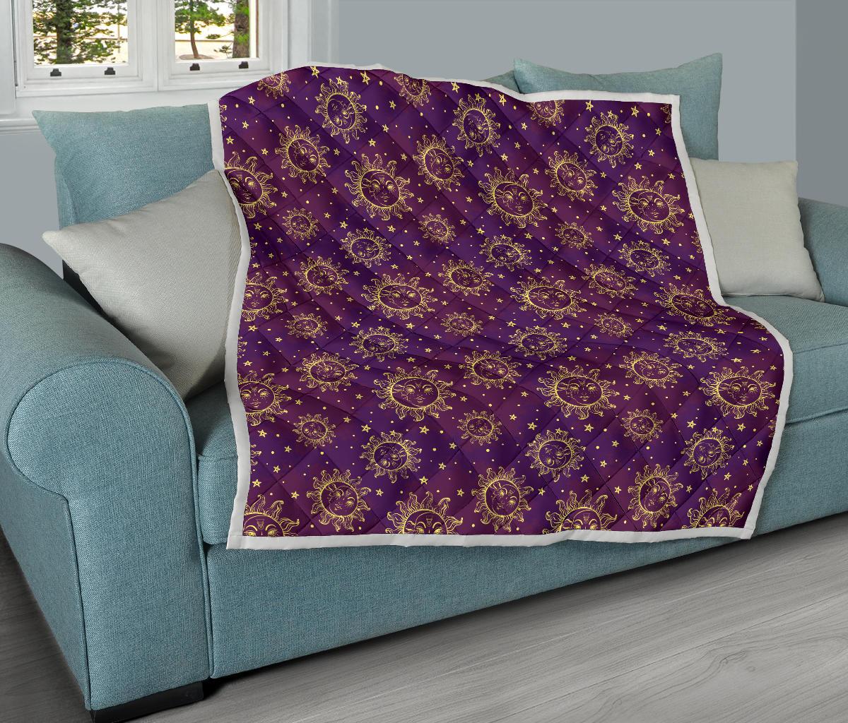 Sun Moon Star Design Themed Print Premium Quilt-JTAMIGO.COM