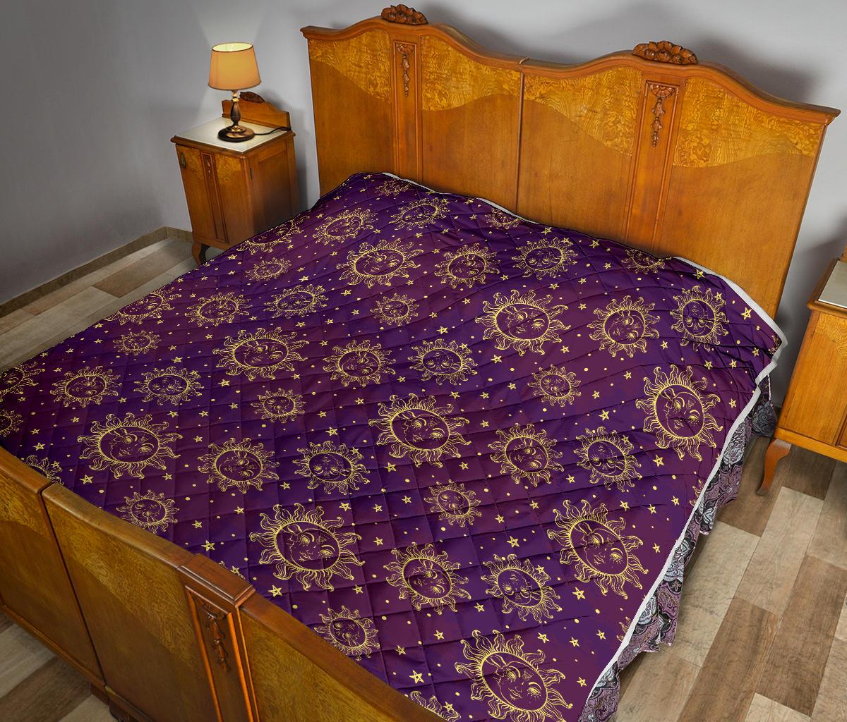 Sun Moon Star Design Themed Print Premium Quilt-JTAMIGO.COM