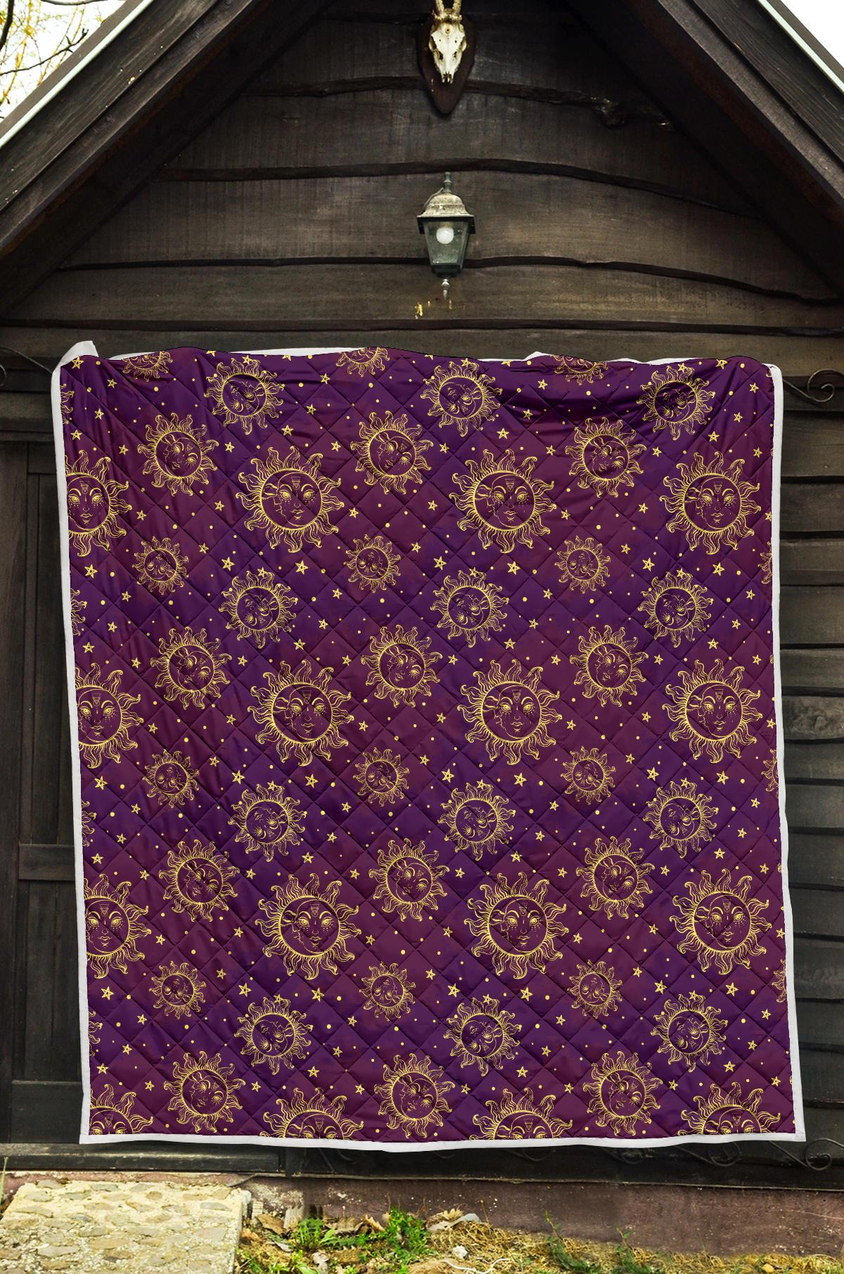 Sun Moon Star Design Themed Print Premium Quilt-JTAMIGO.COM