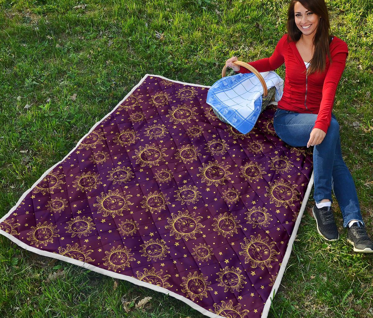 Sun Moon Star Design Themed Print Premium Quilt-JTAMIGO.COM