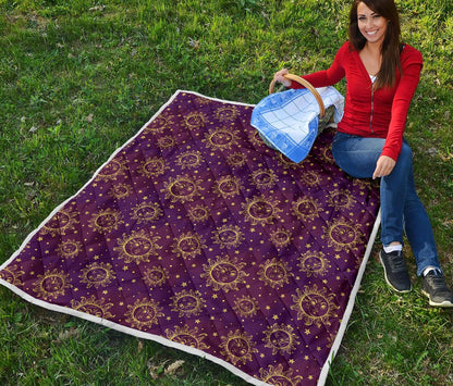 Sun Moon Star Design Themed Print Premium Quilt-JTAMIGO.COM
