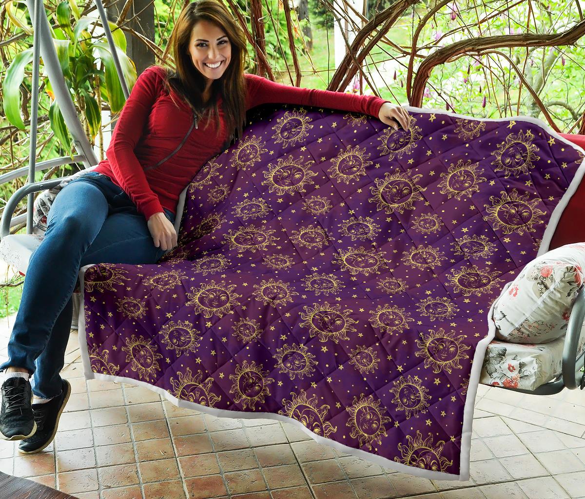 Sun Moon Star Design Themed Print Premium Quilt-JTAMIGO.COM