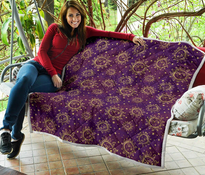 Sun Moon Star Design Themed Print Premium Quilt-JTAMIGO.COM