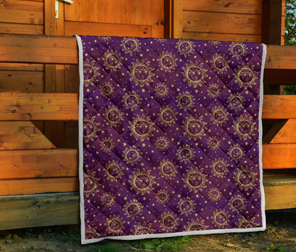 Sun Moon Star Design Themed Print Premium Quilt-JTAMIGO.COM