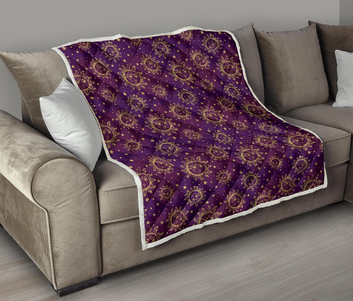 Sun Moon Star Design Themed Print Premium Quilt-JTAMIGO.COM