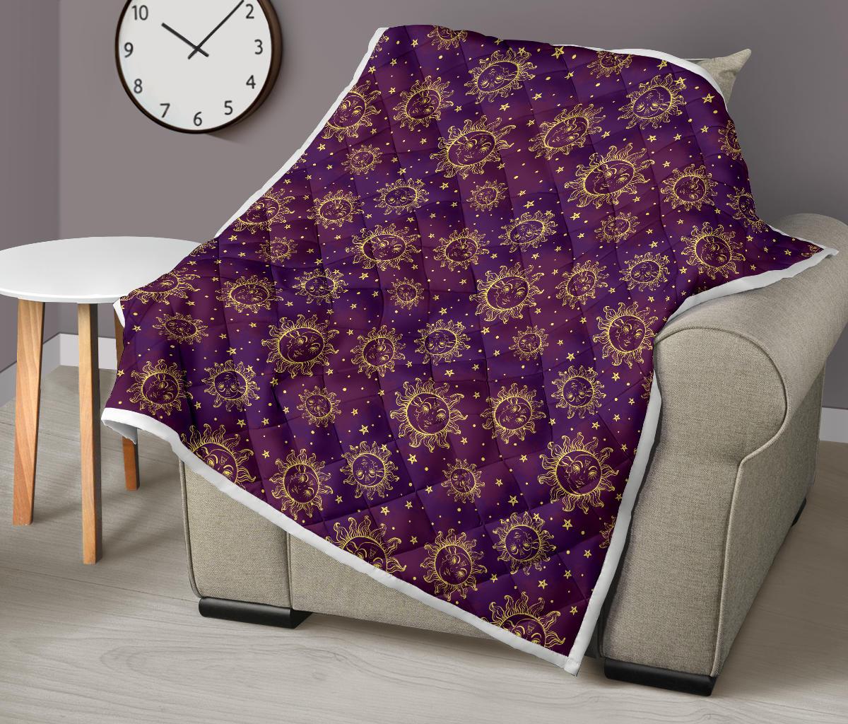 Sun Moon Star Design Themed Print Premium Quilt-JTAMIGO.COM