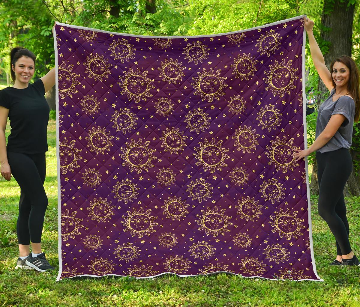 Sun Moon Star Design Themed Print Premium Quilt-JTAMIGO.COM