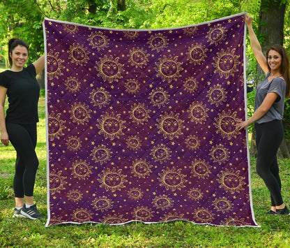 Sun Moon Star Design Themed Print Premium Quilt-JTAMIGO.COM