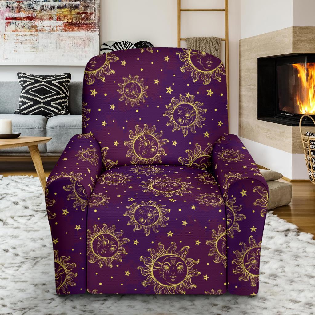 Sun Moon Star Design Themed Print Single Sofa Slipcover -JTAMIGO.COM