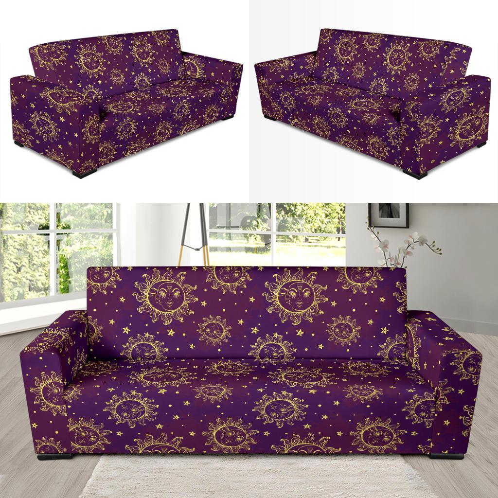 Sun Moon Star Design Themed Print Sofa Slipcover-JTAMIGO.COM
