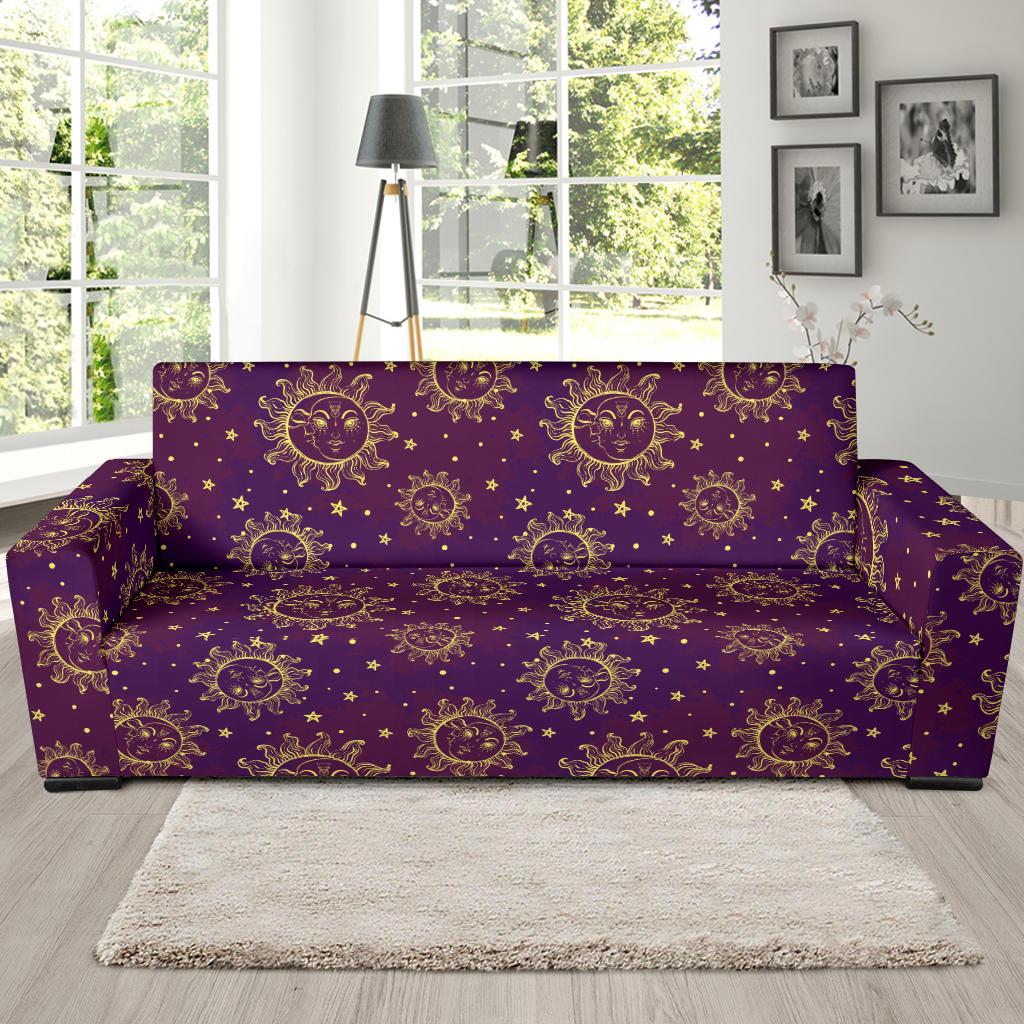 Sun Moon Star Design Themed Print Sofa Slipcover-JTAMIGO.COM