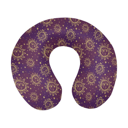 Sun Moon Star Design Themed Print U-Shaped Travel Neck Pillow-JTAMIGO.COM