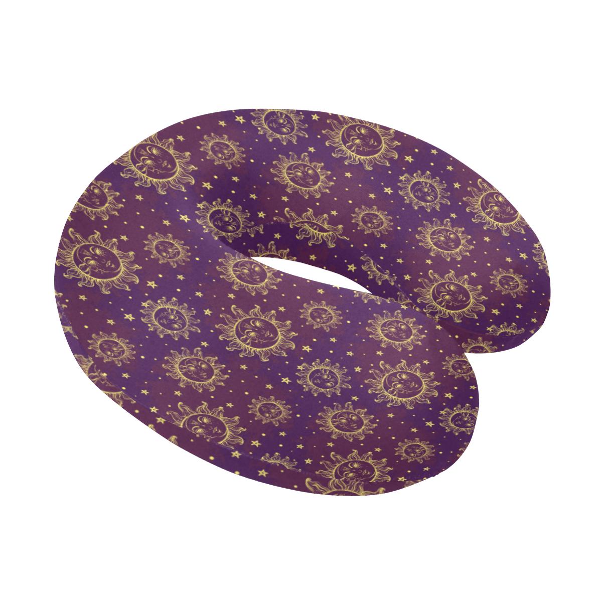 Sun Moon Star Design Themed Print U-Shaped Travel Neck Pillow-JTAMIGO.COM