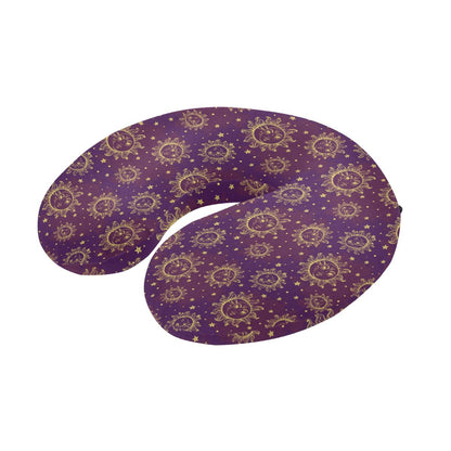 Sun Moon Star Design Themed Print U-Shaped Travel Neck Pillow-JTAMIGO.COM