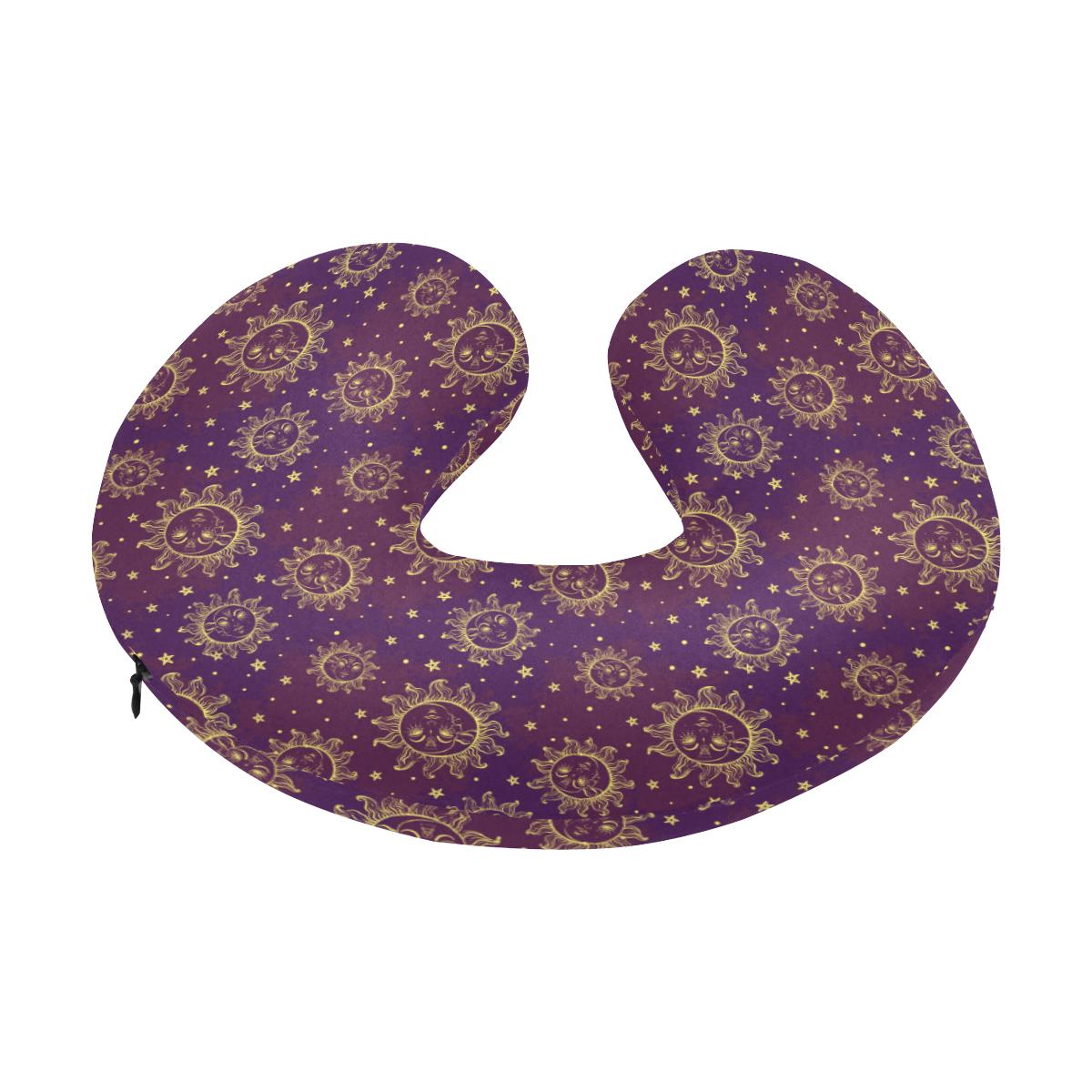Sun Moon Star Design Themed Print U-Shaped Travel Neck Pillow-JTAMIGO.COM