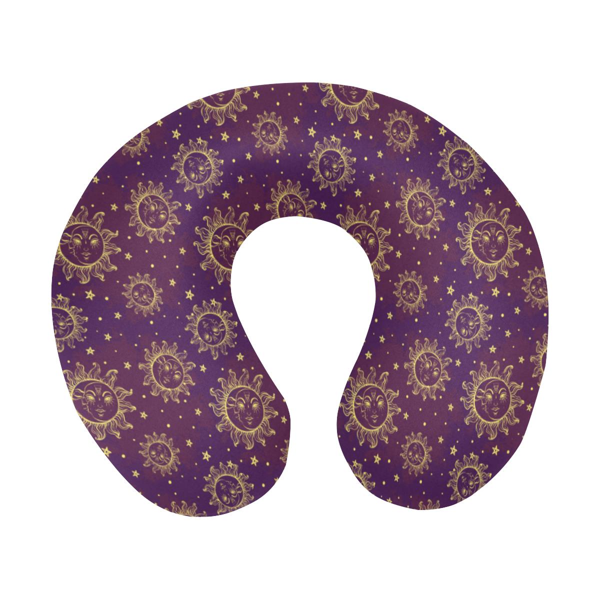 Sun Moon Star Design Themed Print U-Shaped Travel Neck Pillow-JTAMIGO.COM
