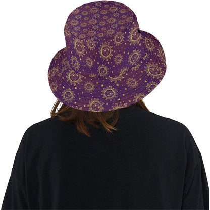 Sun Moon Star Design Themed Print Unisex Bucket Hat