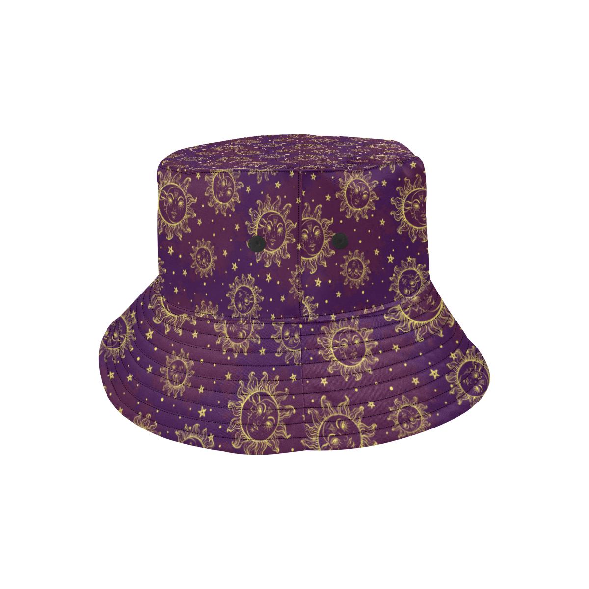 Sun Moon Star Design Themed Print Unisex Bucket Hat