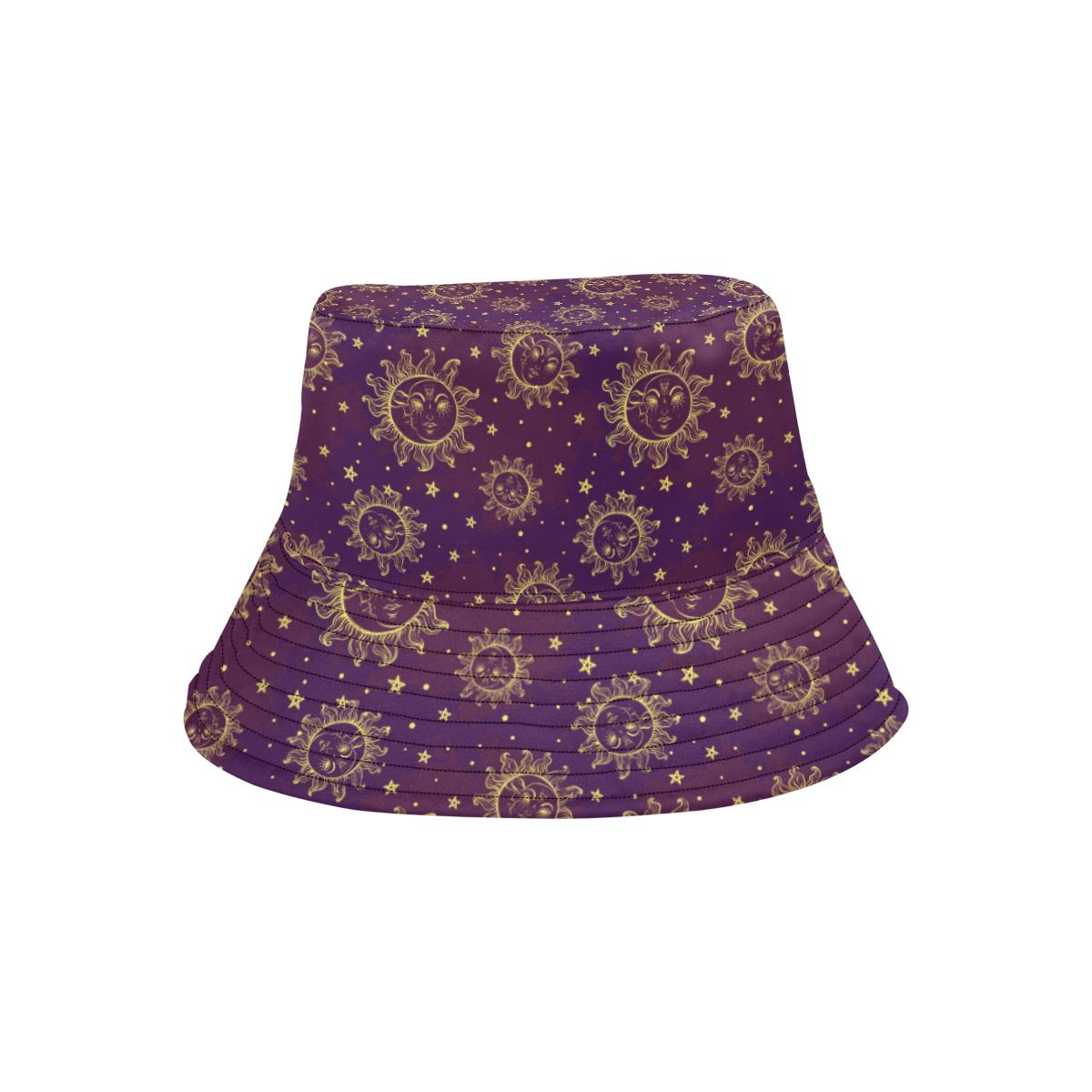 Sun Moon Star Design Themed Print Unisex Bucket Hat