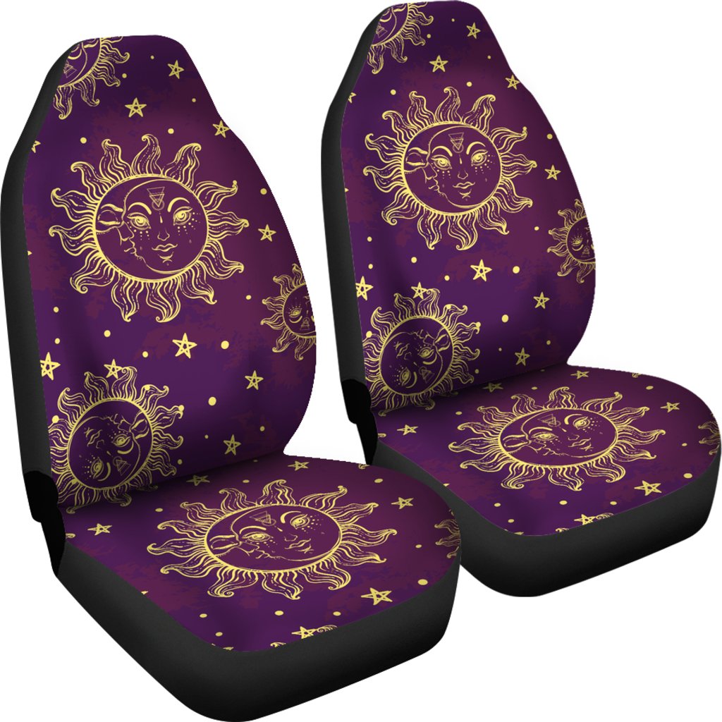 Sun Moon Star Design Themed Print Universal Fit Car Seat Covers