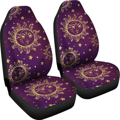 Sun Moon Star Design Themed Print Universal Fit Car Seat Covers
