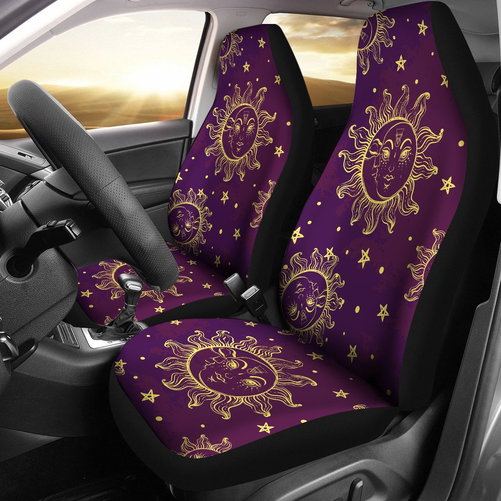 Sun Moon Star Design Themed Print Universal Fit Car Seat Covers