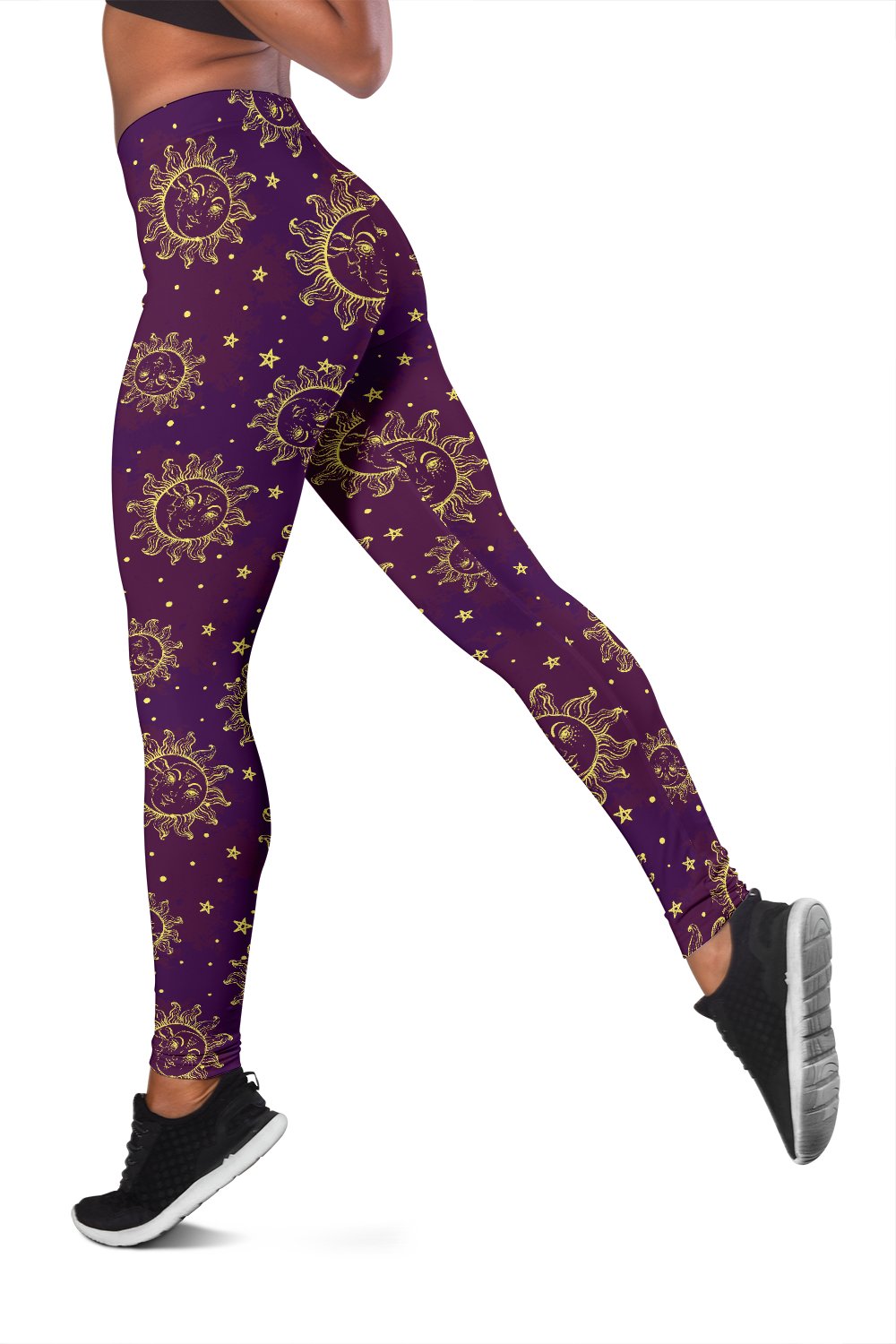 Sun Moon Star Design Themed Print Women Leggings