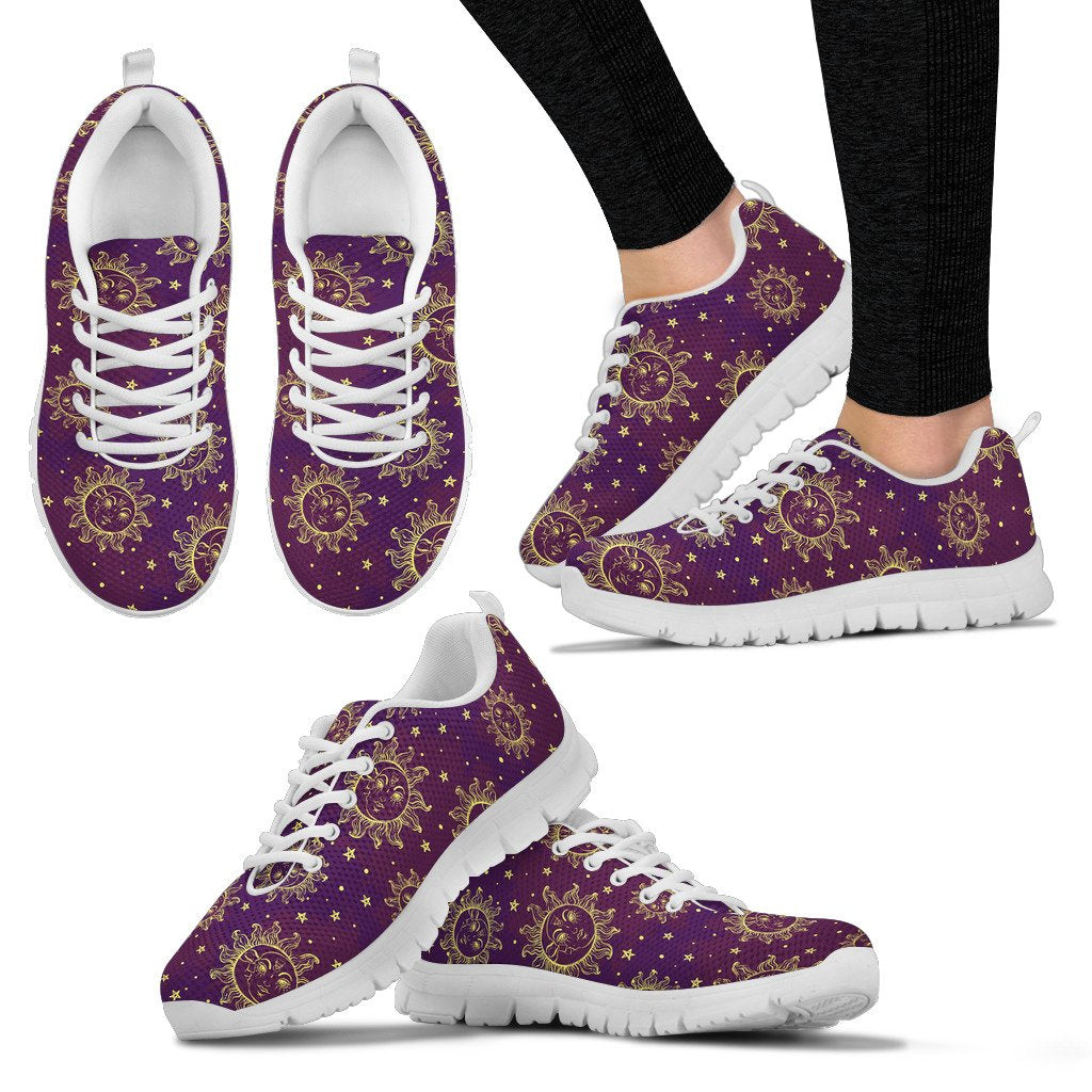 Sun Moon Star Design Themed Print Women Sneakers Shoes