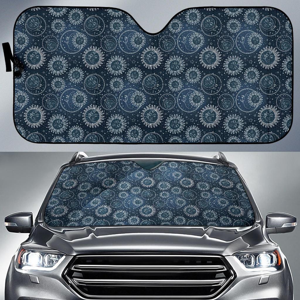 Sun Moon Tattoo Design Themed Print Car Sun Shade For Windshield
