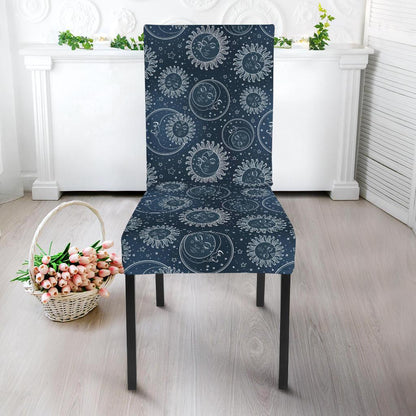 Sun Moon Tattoo Design Themed Print Dining Chair Slipcover-JTAMIGO.COM