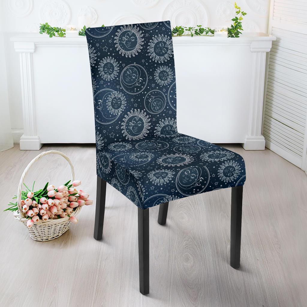 Sun Moon Tattoo Design Themed Print Dining Chair Slipcover-JTAMIGO.COM