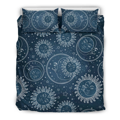 Sun Moon Tattoo Design Themed Print Duvet Cover Bedding Set