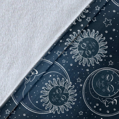 Sun Moon Tattoo Design Themed Print Fleece Blanket