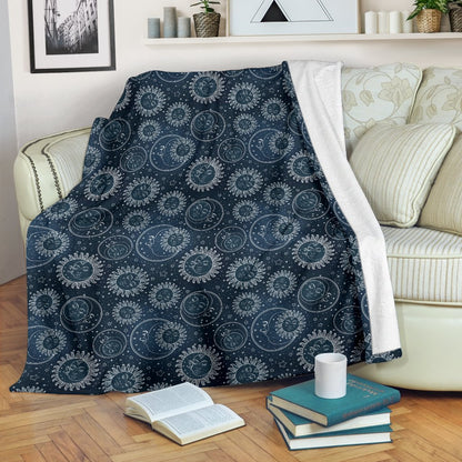 Sun Moon Tattoo Design Themed Print Fleece Blanket